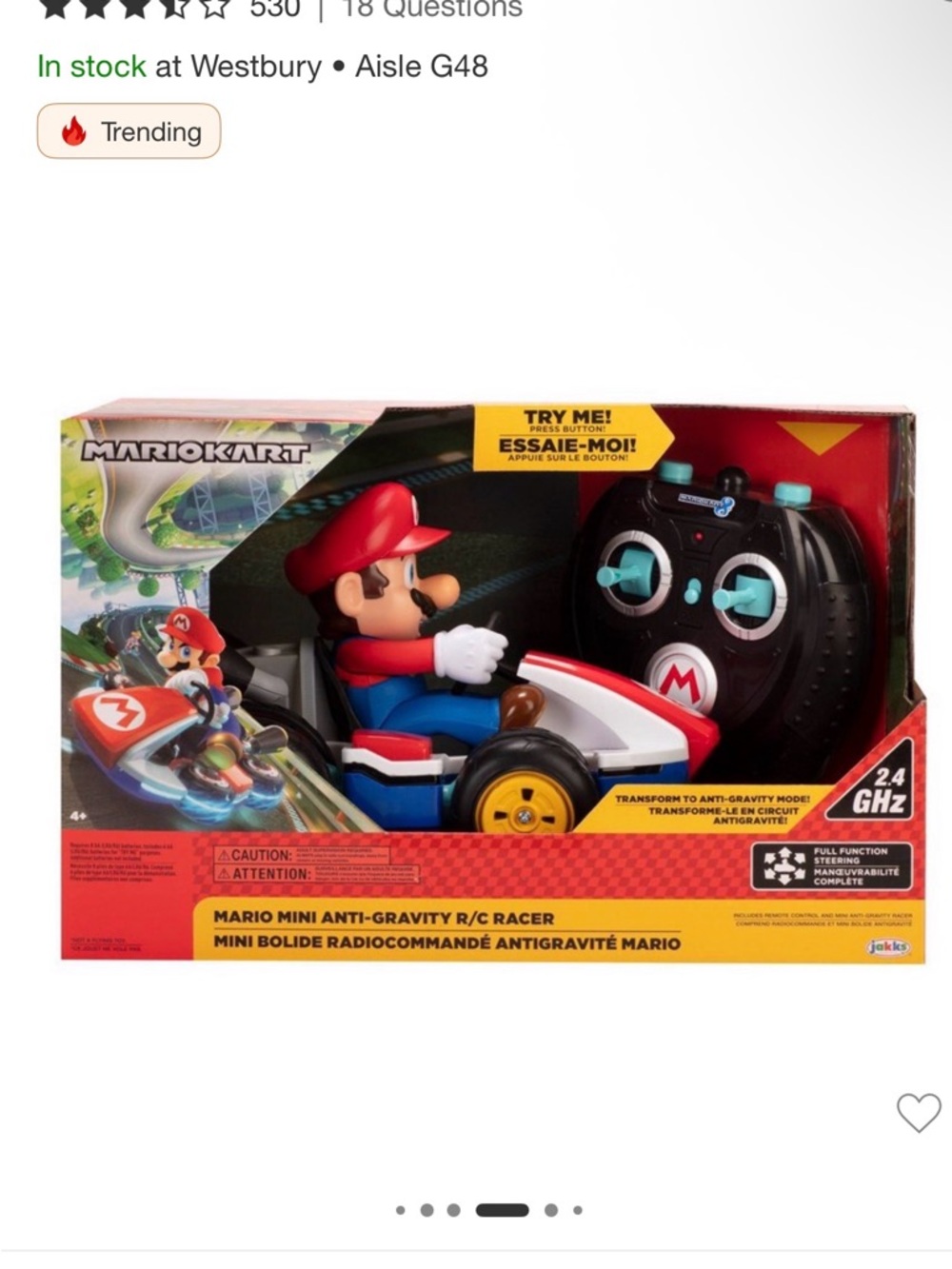 Mario Kart Mario Mini Anti-Gravity R/C Racer